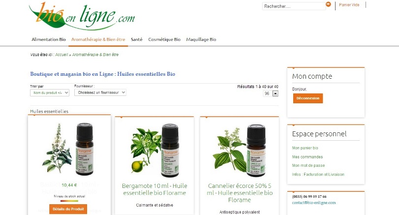 Choix produit - Boutique bio en ligne