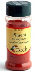 Piment de Cayenne moulu bio 40 gr - Cook épices Piment de Cayenne Cook - Boutique bio en ligne : aromates du monde